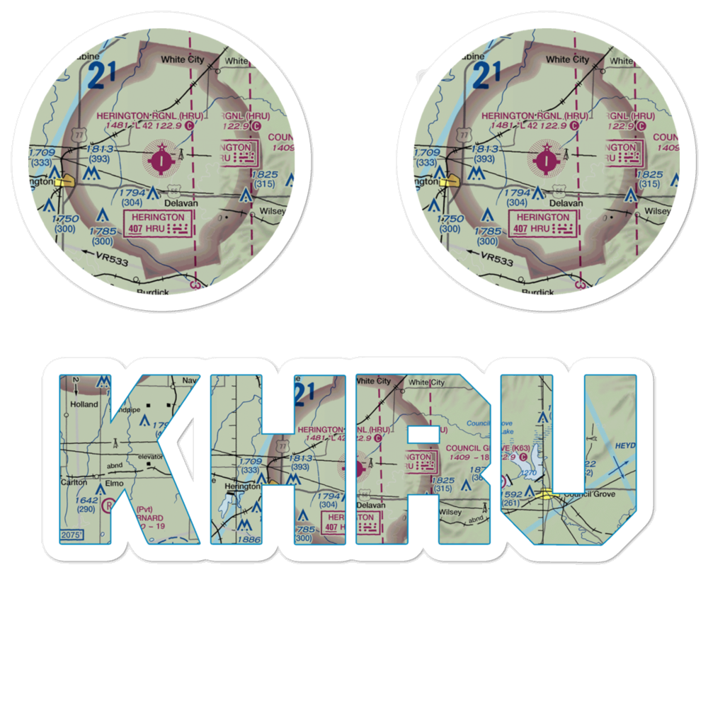 Herington Regional Airport (HRU) VFR Sectional Sticker Pack 