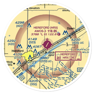 Hereford Municipal Airport (HRX) VFR Sectional Sticker (20 mile)