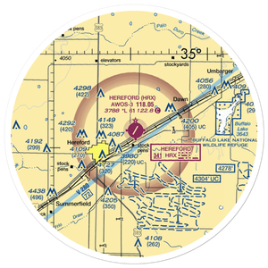 Hereford Municipal Airport (HRX) VFR Sectional Sticker (30 mile)