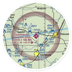 Harrisburg-Raleigh Airport (HSB) VFR Sectional Sticker (20 mile)