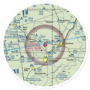 Harrisburg-Raleigh Airport (HSB) VFR Sectional Sticker (30 mile)