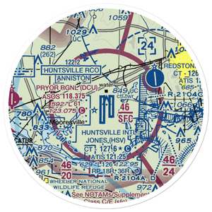 Huntsville International Carl T Jones Field (HSV) VFR Sectional Sticker (20 mile)