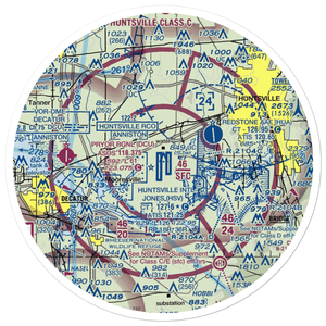 Huntsville International Carl T Jones Field (HSV) VFR Sectional Sticker (30 mile)