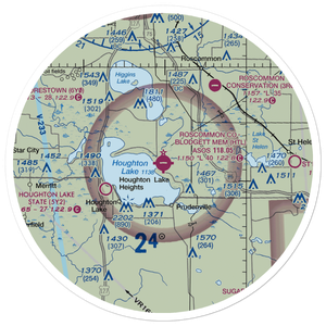 Roscommon County - Blodgett Memorial Airport (HTL) VFR Sectional Sticker (30 mile)