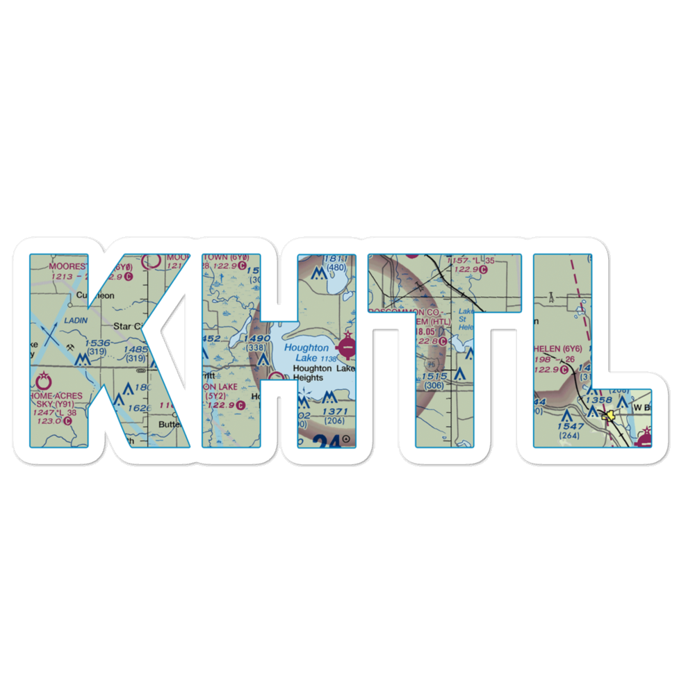 Roscommon County - Blodgett Memorial Airport (HTL) VFR Sectional Sticker 