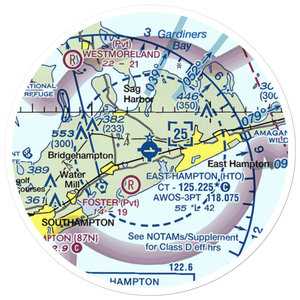 East Hampton Airport (HTO) VFR Sectional Sticker (20 mile)