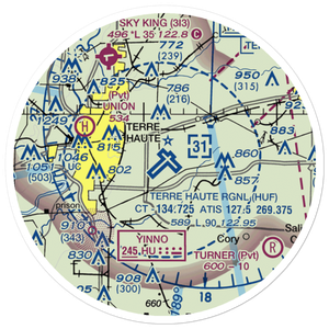 Terre Haute Regional Airport, Hulman Field (HUF) VFR Sectional Sticker (20 mile)