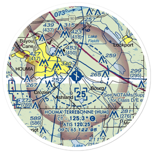Houma Terrebonne Airport (HUM) VFR Sectional Sticker (20 mile)