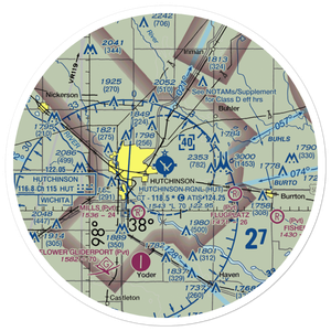 Hutchinson Municipal Airport (HUT) VFR Sectional Sticker (30 mile)
