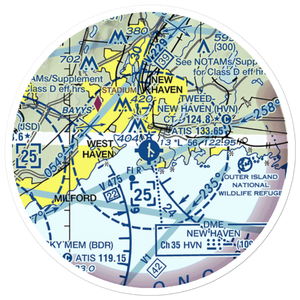 Tweed New Haven Airport (HVN) VFR Sectional Sticker (20 mile)