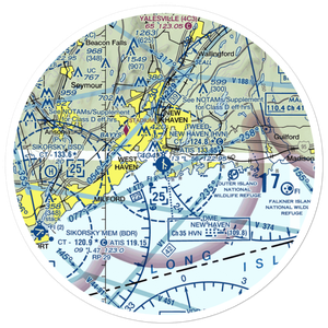 Tweed New Haven Airport (HVN) VFR Sectional Sticker (30 mile)