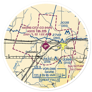 Havre City County Airport (HVR) VFR Sectional Sticker (20 mile)