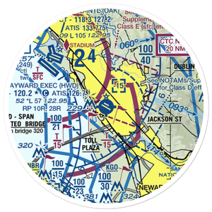 Hayward Executive Airport (HWD) VFR Sectional Sticker (20 mile)