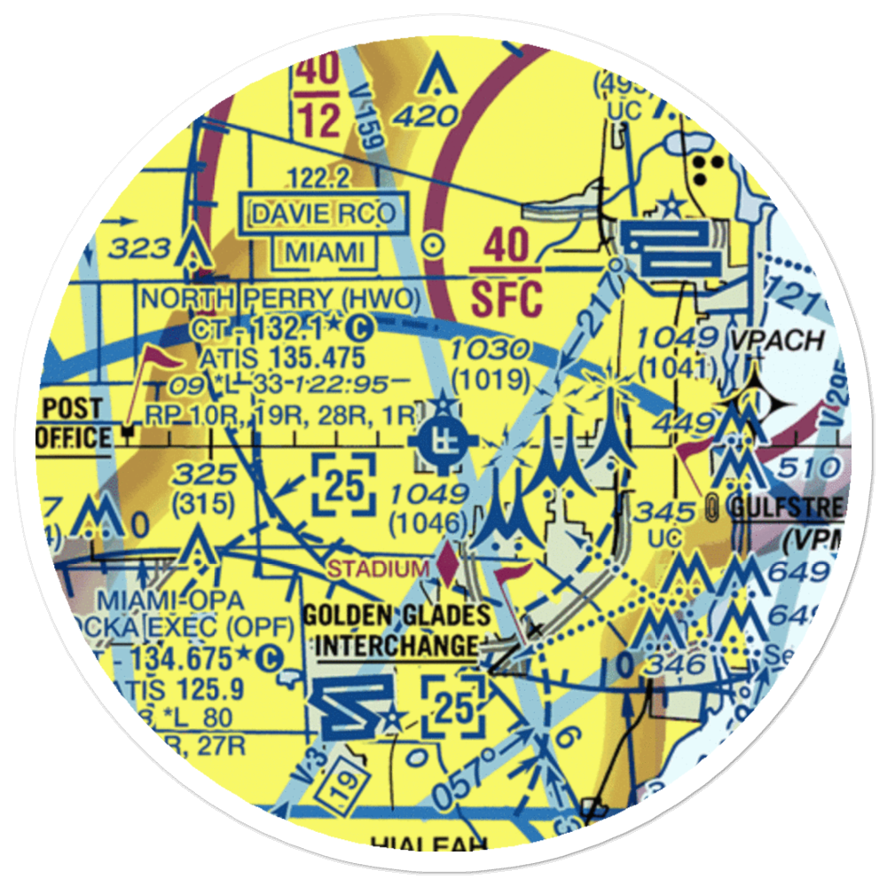 North Perry Airport (HWO) VFR Sectional Sticker (20 mile) 