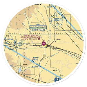 Wheatland County At Harlowton Airport (HWQ) VFR Sectional Sticker (30 mile)