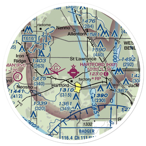 Hartford Municipal Airport (HXF) VFR Sectional Sticker (20 mile)