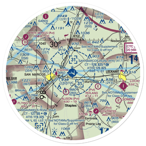 San Marcos Regional Airport (HYI) VFR Sectional Sticker (30 mile)