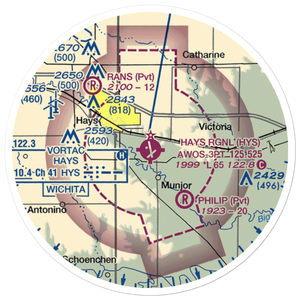 Hays Regional Airport (HYS) VFR Sectional Sticker (20 mile)