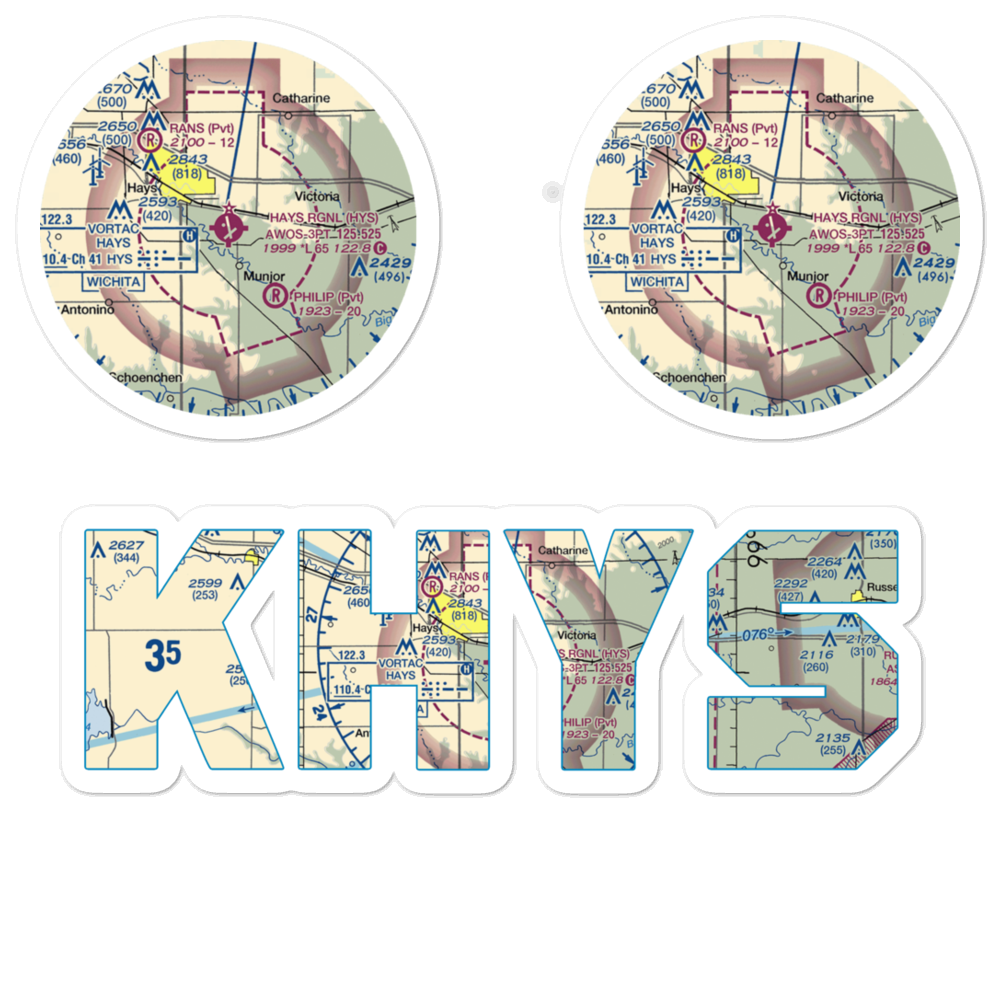 Hays Regional Airport (HYS) VFR Sectional Sticker Pack 