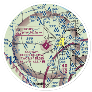 Conway Horry County Airport (HYW) VFR Sectional Sticker (20 mile)