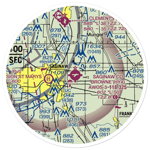 Saginaw County H.W. Browne Airport (HYX) VFR Sectional Sticker (20 mile)
