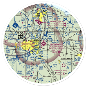 Saginaw County H.W. Browne Airport (HYX) VFR Sectional Sticker (30 mile)
