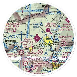 Piqua Airport-Hartzell Field (I17) VFR Sectional Sticker (20 mile)