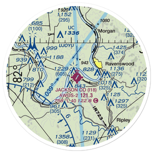 Jackson County Airport (I18) VFR Sectional Sticker (20 mile)