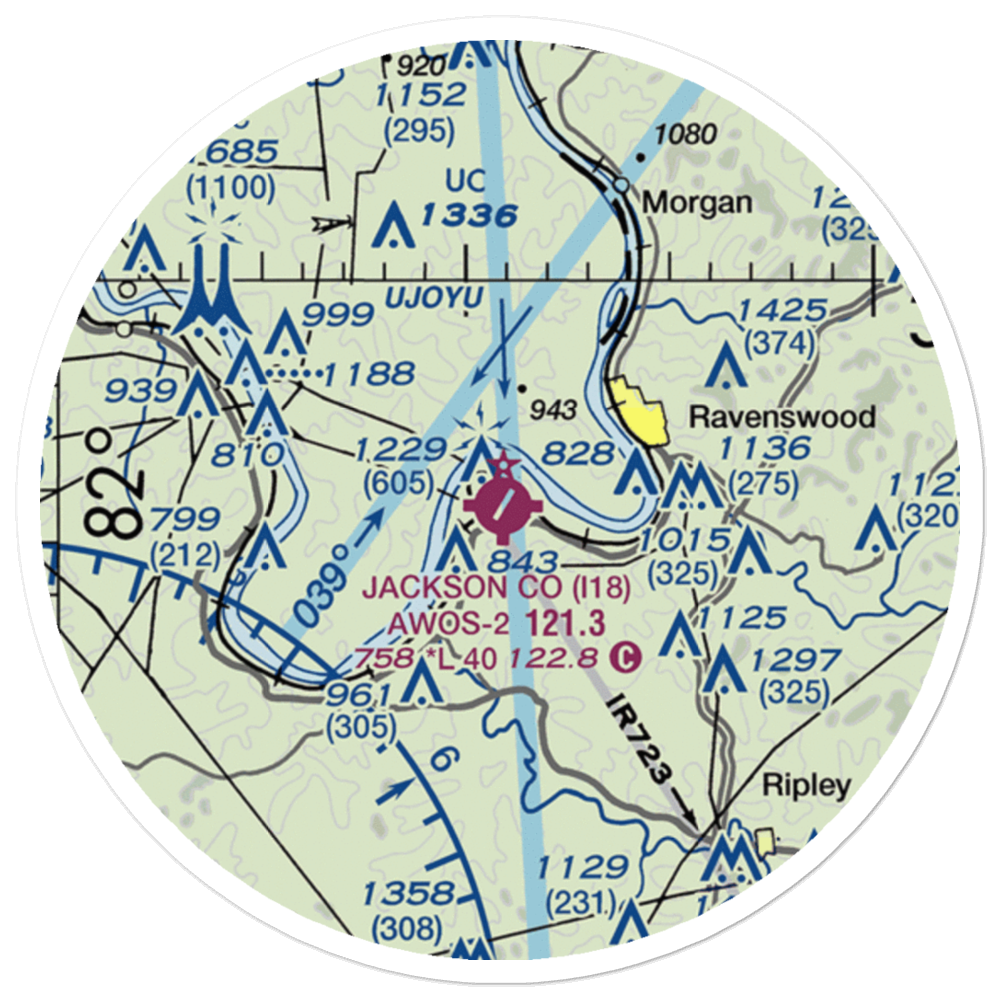 Jackson County Airport (I18) VFR Sectional Sticker (20 mile) 