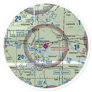 Randolph County Airport (I22) VFR Sectional Sticker (30 mile)