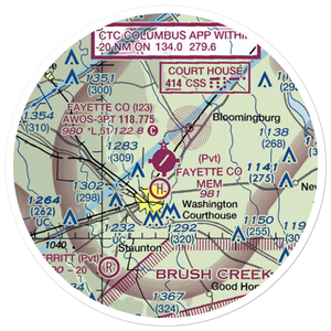 Fayette County Airport (I23) VFR Sectional Sticker (20 mile)