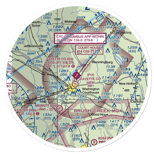 Fayette County Airport (I23) VFR Sectional Sticker (30 mile)
