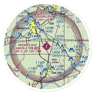 James A Rhodes Airport (I43) VFR Sectional Sticker (20 mile)