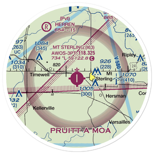 Mount Sterling Municipal Airport (I63) VFR Sectional Sticker (20 mile)