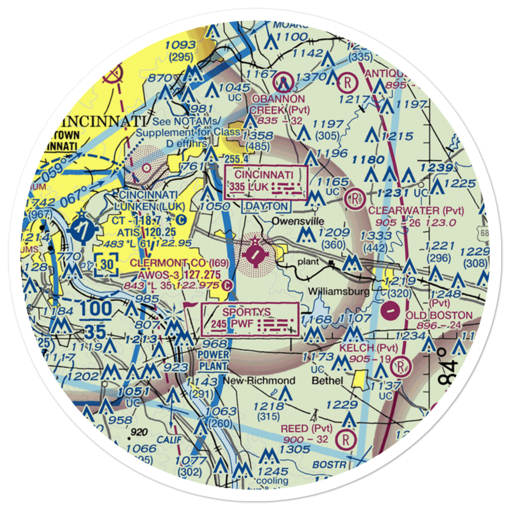 Clermont County Airport (I69) VFR Sectional Sticker (30 mile) 