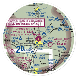 Grimes Field (I74) VFR Sectional Sticker (20 mile)
