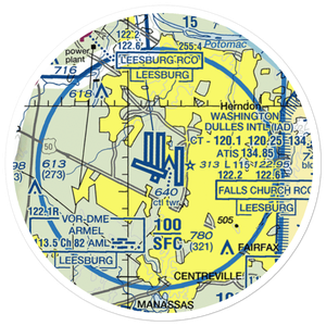 Washington Dulles International Airport (IAD) VFR Sectional Sticker (20 mile)