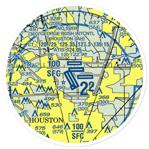 George Bush Intercontinental Houston Airport (IAH) VFR Sectional Sticker (20 mile)