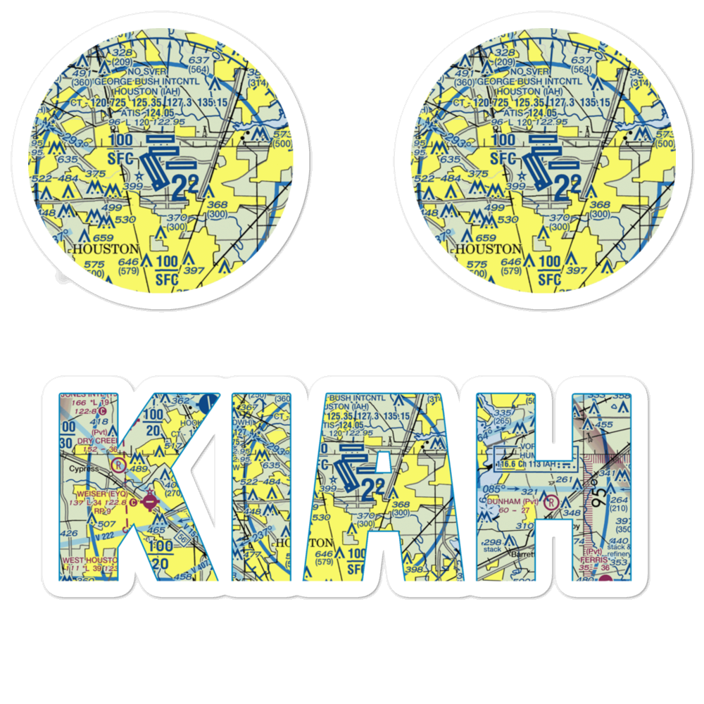 George Bush Intercontinental Houston Airport (IAH) VFR Sectional Sticker Pack 