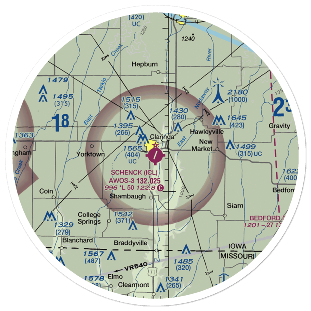 Schenck Field (ICL) VFR Sectional Sticker (30 mile) 