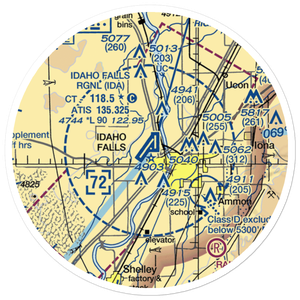 Idaho Falls Regional Airport (IDA) VFR Sectional Sticker (20 mile)