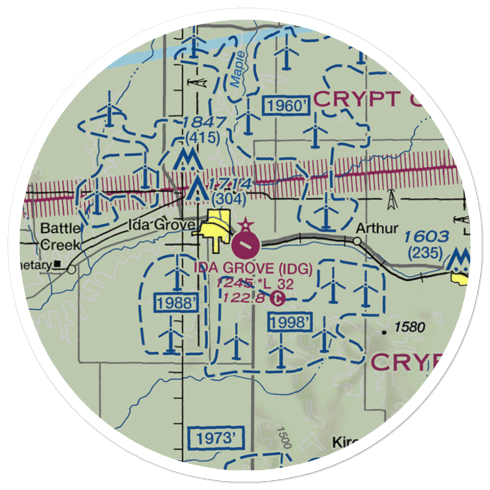 Ida Grove Municipal Airport (IDG) VFR Sectional Sticker (20 mile) 