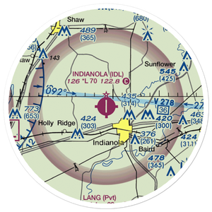 Indianola Municipal Airport (IDL) VFR Sectional Sticker (20 mile)