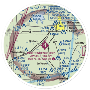 Independence Municipal Airport (IDP) VFR Sectional Sticker (20 mile)