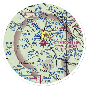 Natchitoches Regional Airport (IER) VFR Sectional Sticker (20 mile)