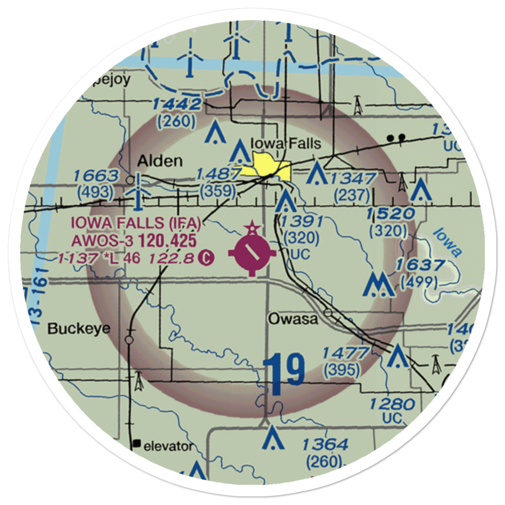 Iowa Falls Municipal Airport (IFA) VFR Sectional Sticker (20 mile) 