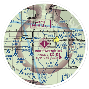 Independence Municipal Airport (IIB) VFR Sectional Sticker (20 mile)