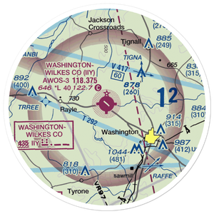 Washington Wilkes County Airport (IIY) VFR Sectional Sticker (20 mile)