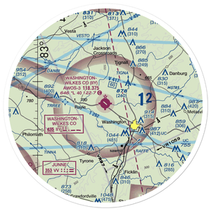 Washington Wilkes County Airport (IIY) VFR Sectional Sticker (30 mile)