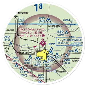Jacksonville Municipal Airport (IJX) VFR Sectional Sticker (20 mile)